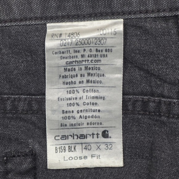 Carhartt B159 Canvas Carpenter Pants Mens 40x32 Black Loose Fit Workwear Utility - Picture 5 of 10